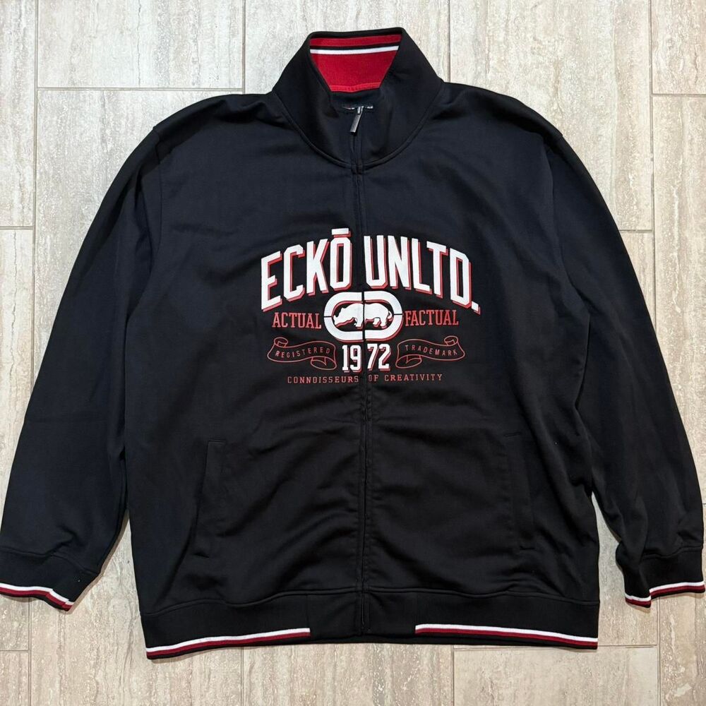Ecko Unltd. black red Baggy Zip up bomber Jacket Sz 3XL hiphop streetwear urban